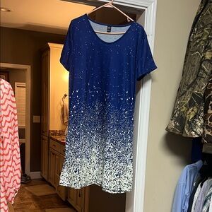 Stylish Blue and White Women's Mini Dress